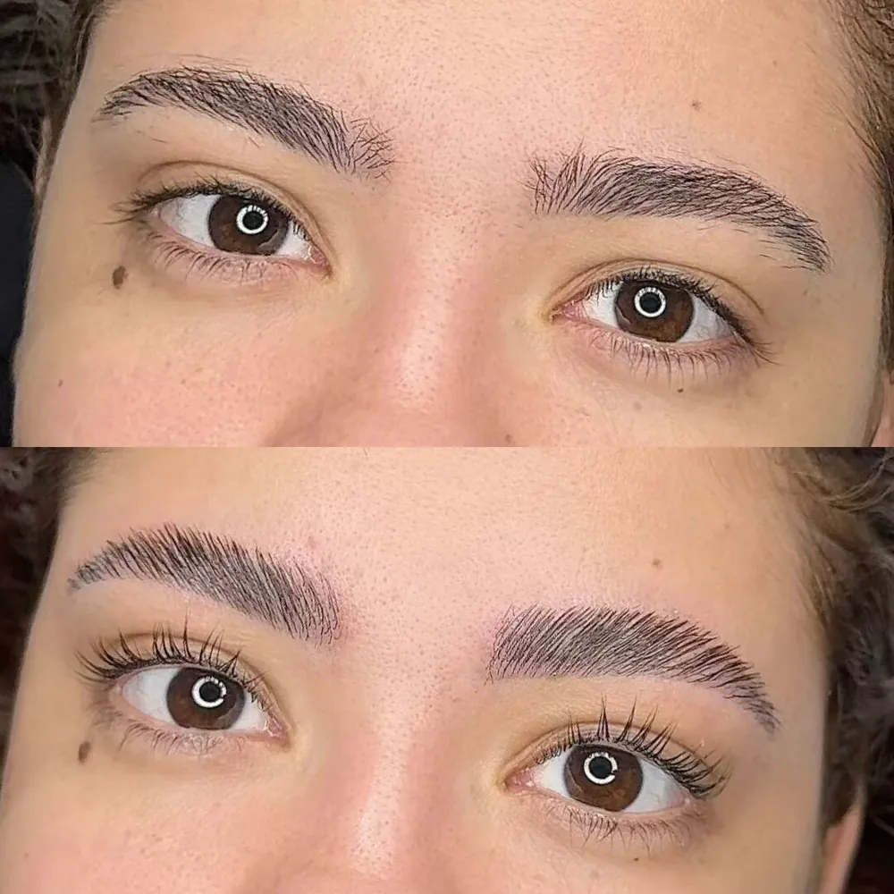 Antes e depois de brow lamination na Ana Paula Estética